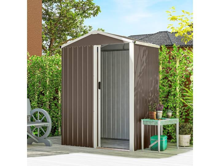 Outsunny Abri Métal 1,1m² Toit Pignon Porte Verrouillable