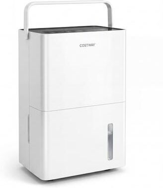 Costway 4000 Sq.Ft 80 Pint Compressor Dehumidifier with Drain HoseSmart Humidity Control and Child Lock-White