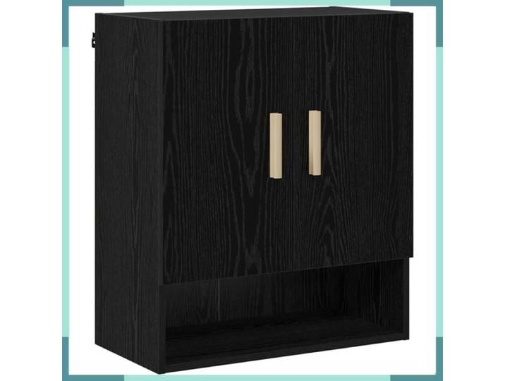 FHE Meuble mural Chêne - Bois d'ingénierie - Rangement - Intérieur - Noir - 60x31x70 cm - V2