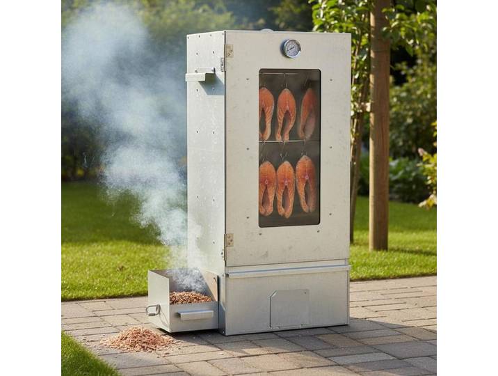 Four à barbecue 44,5x29x83 cm en acier galvanisé avec générateur de fumée froide