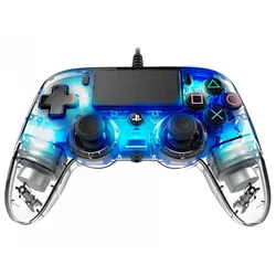 Analog / Digital Gamepad für PC, PlayStation 4  Wired Illuminated Compact Controller (Blau, Transparent) 