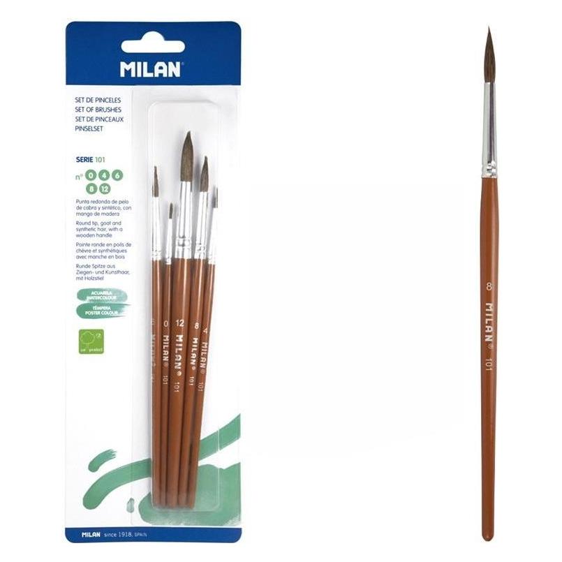 Milan Runde Ziegenhaarbürsten Serie 101 5 Stück Pro Blister (483633)