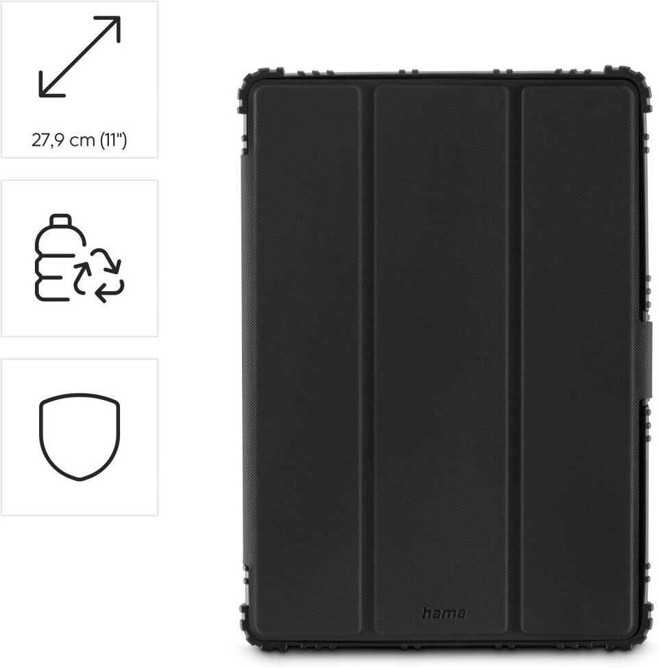 Hama Tablet-Hülle "Outdoor-Tablet-Hülle für Samsung Galaxy Tab A11+/A9+ 11", schwarz", schwarz, Samsung Galaxy Tab A11+ Tablet, Hüllen, Stoßfest, Kantenschutz, Stiftfach, Standfunktion, Magnetverschluss, Tablet-Hülle