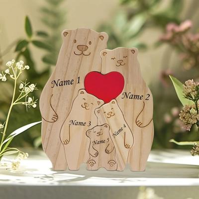 Useful Little Things Personalized Family Bear Puzzle Decor Custom Names Fits 2 To 6 Names Rustic Wooden Bears Seasonal Decor Gift 5 Bears