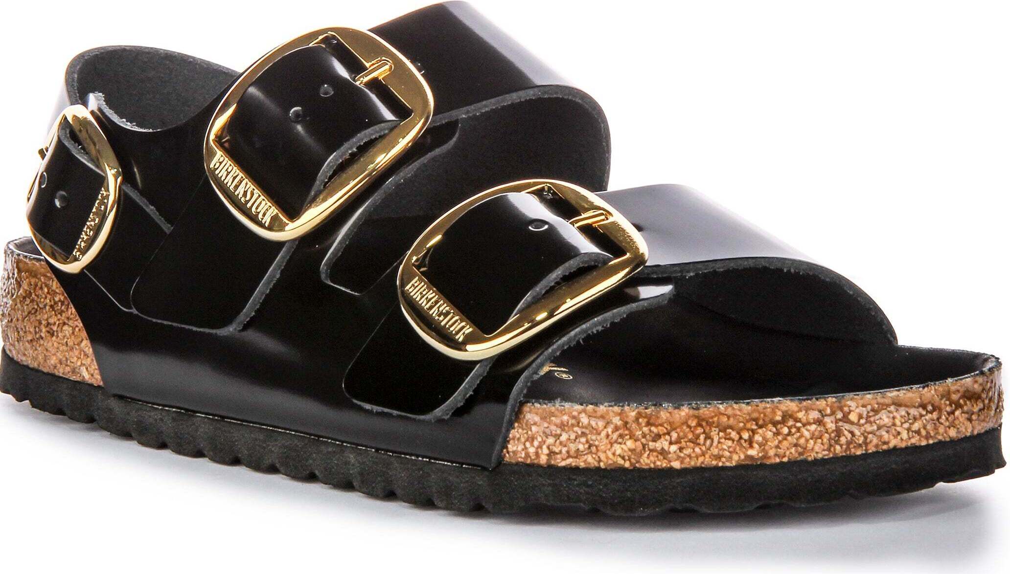 Birkenstock Milano Big Buck Damen Ledersandalen in Schwarz Patent - 7.5 UK - 41 EU - 10/10.5 US / Black Patent