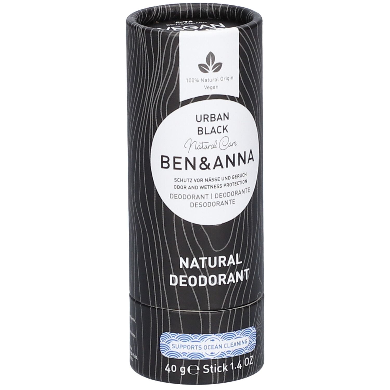 Ben & Anna Natural Deodorant Papertube Urban Black 40 g Stifte