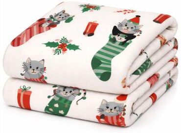 Plush Holiday Throw by BrylaneHome in Stocking Cat