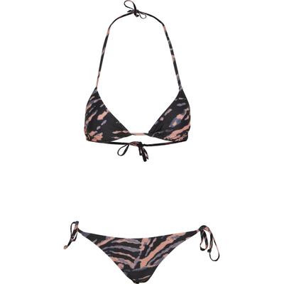 Bügel-Bikini URBAN CLASSICS "Urban Classics Damen Ladies Tie Dye Bikini", Damen, Gr. XL, N-Gr, schwarz (schwarzshadow, pink), 85% Polyester, 15% Elasthan, Bikini-Sets Bügel-Bikini