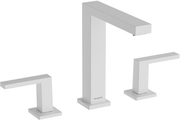 Hansgrohe Tecturis E 3-Loch Waschtischarmatur 73030700 mit Push-Open-Ablaufgarnitur, mattweiß