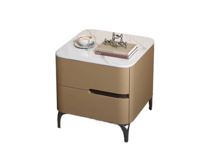 YCCHAH Bett mit Stauraum Rock Slab Top Massivholz Nachttisch, hell, luxuriös, modern, minimalistisch, Aufbewahrung, Zuhause, Schlafzimmer Desktop(D,45x40x50cm)
