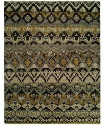 KALATY Transitional Grey Hand-Knotted Wool Area Rug