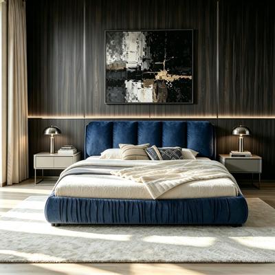 GREATPLANINC Luxurious Upholstered Platform Bed with Segmented Headboard Shiny Velvet Comfortable Sleep
