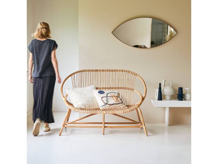 Bank Sofa aus Rattan exotischer Stil für Innen und Aussen ,2-Sitzer - Natur