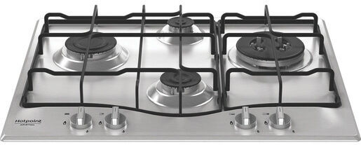Hotpoint Ariston PCN R643N T/IX/HA Piano cottura 60 cm, griglie smaltate effetto ghisa, 4 fuochi di cui 1 tripla corona