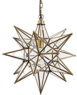 Moravian Star Pendant - Brass with Clear Glass - Ballard Designs