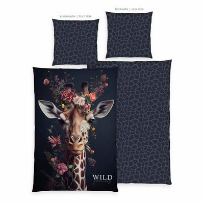 Klaus Hering 4459444039 - WILDFLOWERS Bettwäsche, Wild Flowers Giraffe, 80x80+155x220 cm