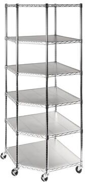 "Seville Classics 6-Tier NSF Corner Shelving with Wheels and 6 Bonus Shelf Liners, 28"" D x 28"" W x 72"" H"