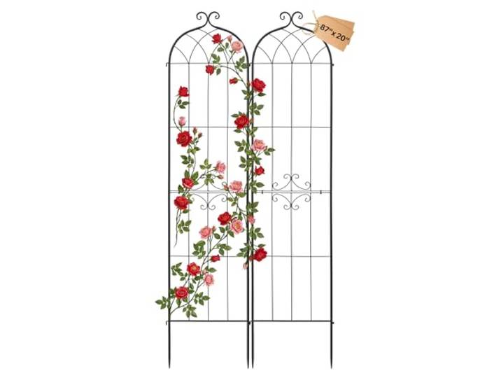 VEVOR Treillis de Jardin Métal 52\,5x220 cm Support de Plante Grimpante Lot de 2 Treillis pour Rosiers\, Tomates\, Concombres\, Fleurs Légumes Grimpants\, avec Revêtement en Poudre\, Système de Verrouillage