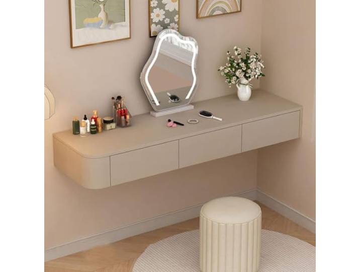 CTSSWMWY Wandmontierter Schwebender Schminktisch Marmor Nur Tisch Modern & Platzsparend,Mit Schubladen zur Aufbewahrung, Geeignet für Schlafzimmer Badezimmer(B,55.1*15.74*7.08IN)