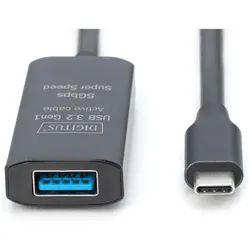 Digitus Aktives USB 3.2 Gen1 5G Verlängerungskabel, USB-C - USB-A, 10m (10 m, USB 3.2 Gen 1), USB Kabel