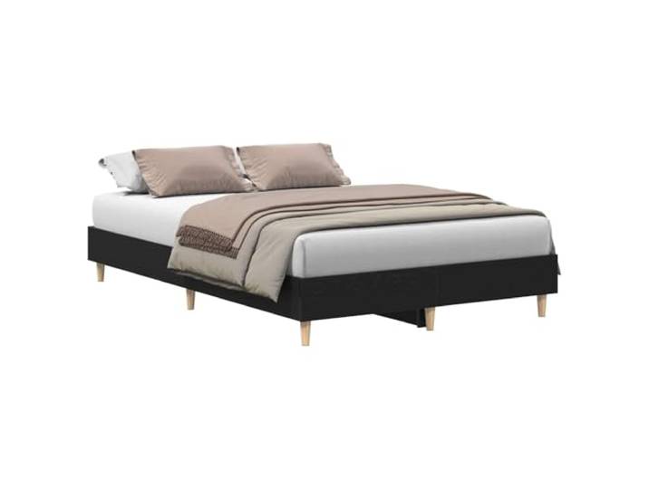 PUGYNBK Bettgestell Eiche Schwarz 193 x 143 x 25 cm Plattformsockel, robustes Holz, minimalistisches Design, Montage mit 2 Personen, Reinigung mit feuchtem Tuch