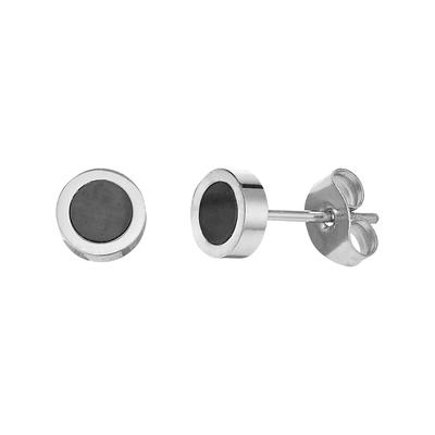 Paar Ohrstecker FIRETTI "Schmuck Geschenk Edelstahl Carbon Ohrschmuck Ohrringe Kreis rund", schwarz (edelstahlfarben, schwarz), Ohrringe, Damen, 6mm, Edelstahl