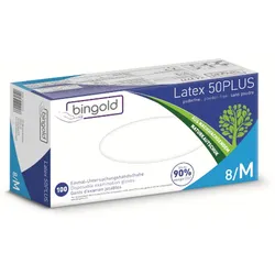 BINGOLD Latexhandschuhe M 50PLUS puderfrei weiß Einweghandschuhe – 100 Stück