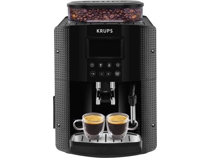 KRUPS Kaffeevollautomat EA8150 , schwarz, B:36,5cm H:33cm T:24,5cm, Kaffeevollautomaten, Arabica Display, LCD-Display, Speichermodus, Dampfdüse für Cappuccino, Kaffeevollautomat