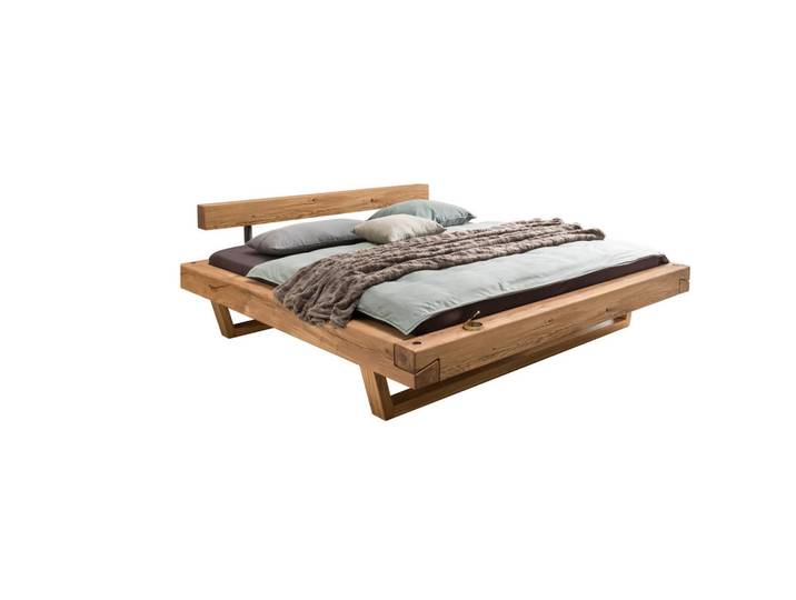 Valnatura Balkenbett, Eiche, Holz, Wildeiche, massiv, 140x200 cm, Holzmöbel, Balkenbetten