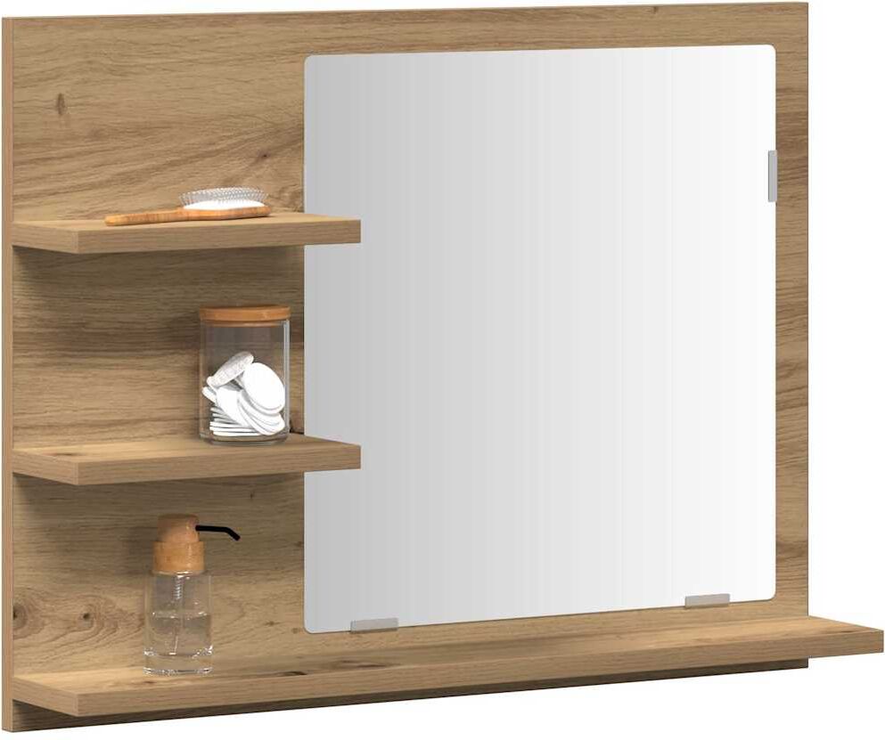 vidaXL Espejo mueble de cuarto de baño roble artisan 60x10,5x45 cm Marrón