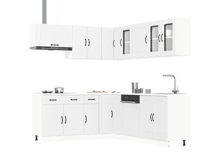 vidaXL Schrankmodule 11-tlg. Küchenschrank-Set Kalmar Weiß Holzwerkstoff