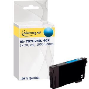kompatibel für Epson 407, T07U240, 20,3ml, 1900 Seiten, cyan Druckerpatrone