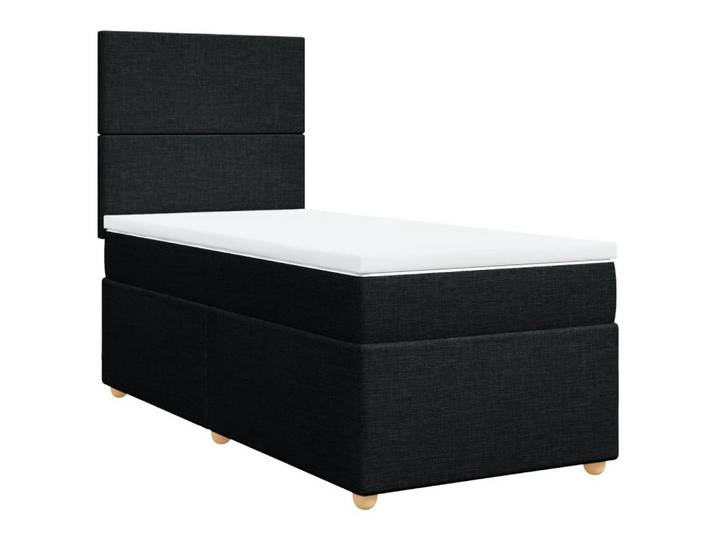 furnicato Bett Boxspringbett 200x80 cm Schwarz (1-tlg), Höhenverstellbares Kopfteil-Kontinentalbett mit Taschenfederkern