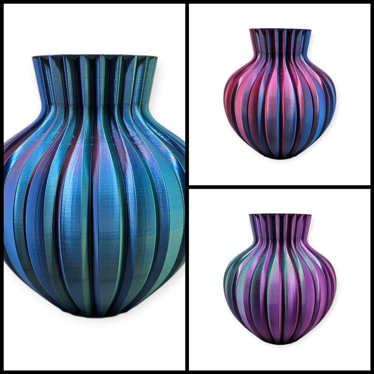 Layerzz Ribbelvaas Aurora Limited Edition - 3D-geprint - Kleurrijk