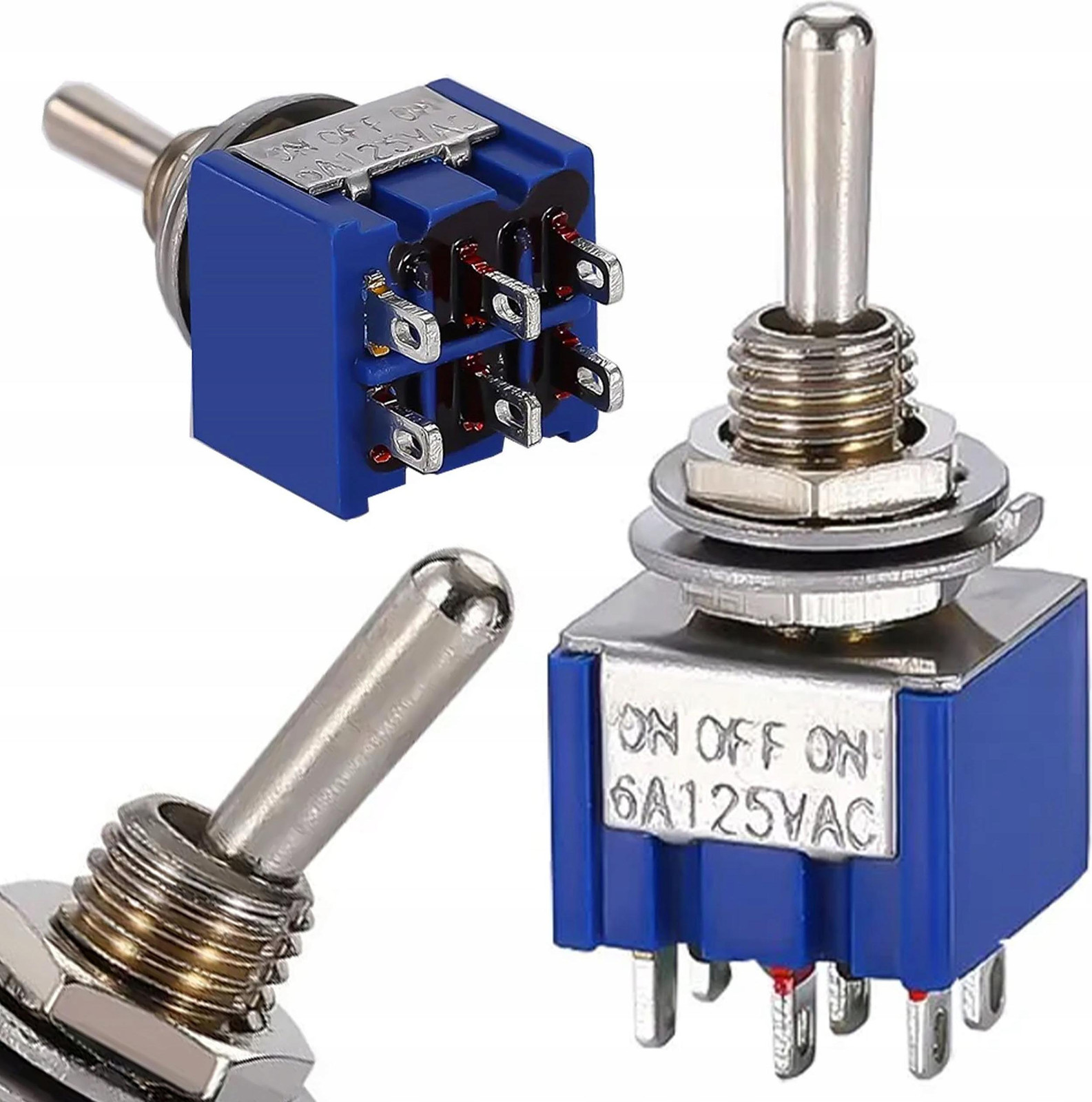 ROSFIX Hendel Schakelaar MTS-203 On-Off-On 6 Polen 3 Posities 3A/250V 6A/125V