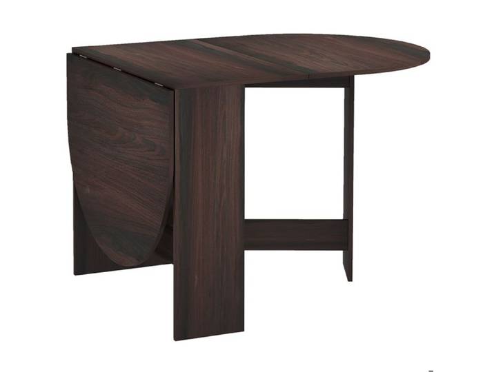LIA Table pliante avec 2 rabats ovales console en bois gain de place marron