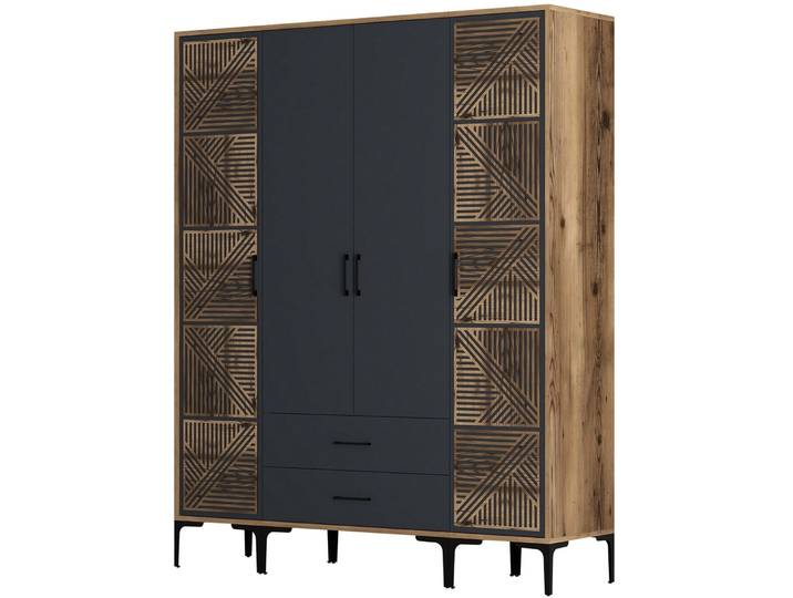 Kleiderschrank Walnuss 189cm - Material: Melamin - 237