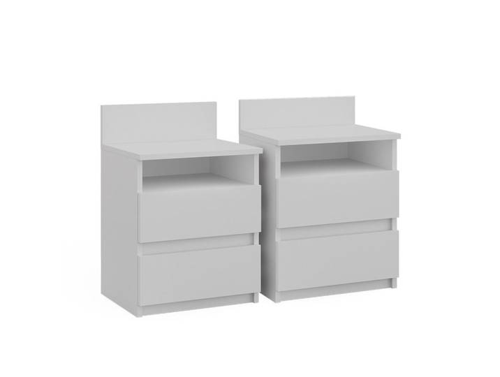 Vicco Nachttisch Monty Weiß 2er Set, Holzwerkstoff, 4 Fächer, Rechteckig,Rechteckig, 39.6x59.1x32.3 cm, Schlafzimmer, Nachttische