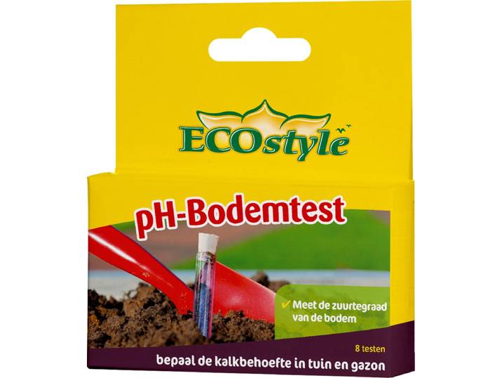 ECOstyle pH Bodemtest - Zuurtegraad meter voor Grond - Bepaal Kalk behoefte voor Tuin en Gazon - 8 Testen