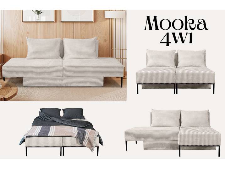 Kaiser Möbel Schlafsofa Ecksofa, Betten, Liegestuhl, MOOKA 4in1-Multifunktions-System