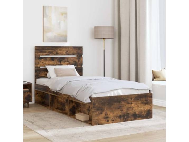 SKTQYQO Bettgestell Eiche Rauchgrau 90 x 200 cm Kiefer massiv Modernes Design, klare Linien, solide Basis, einfache Montage