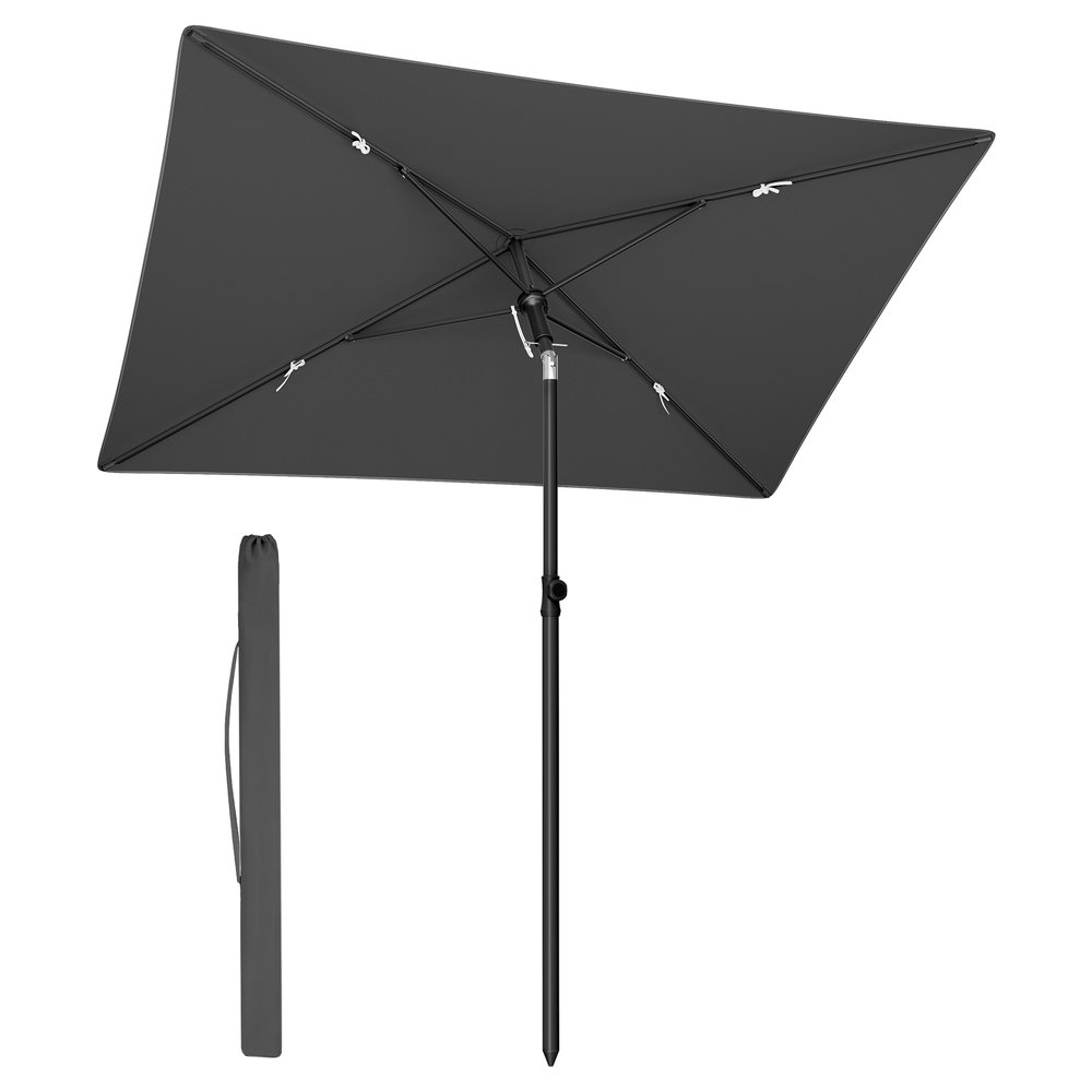 SONGMICS 190 x 120 cm Rechteckiger Sonnenschirm mit hohem UV Schutz für Balkon grau GPU024GZ01