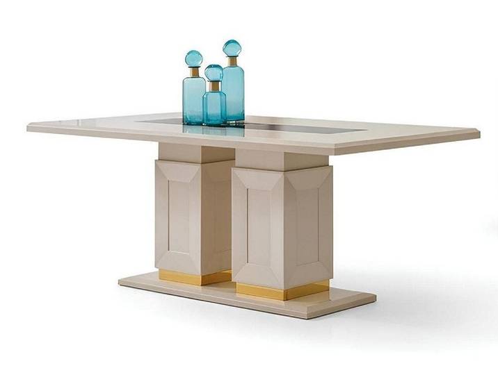 JVmoebel Esstisch Tisch Beige Farbe Moderner Stil Metallgestell Glasplatte Rechteckig, Made in Europa