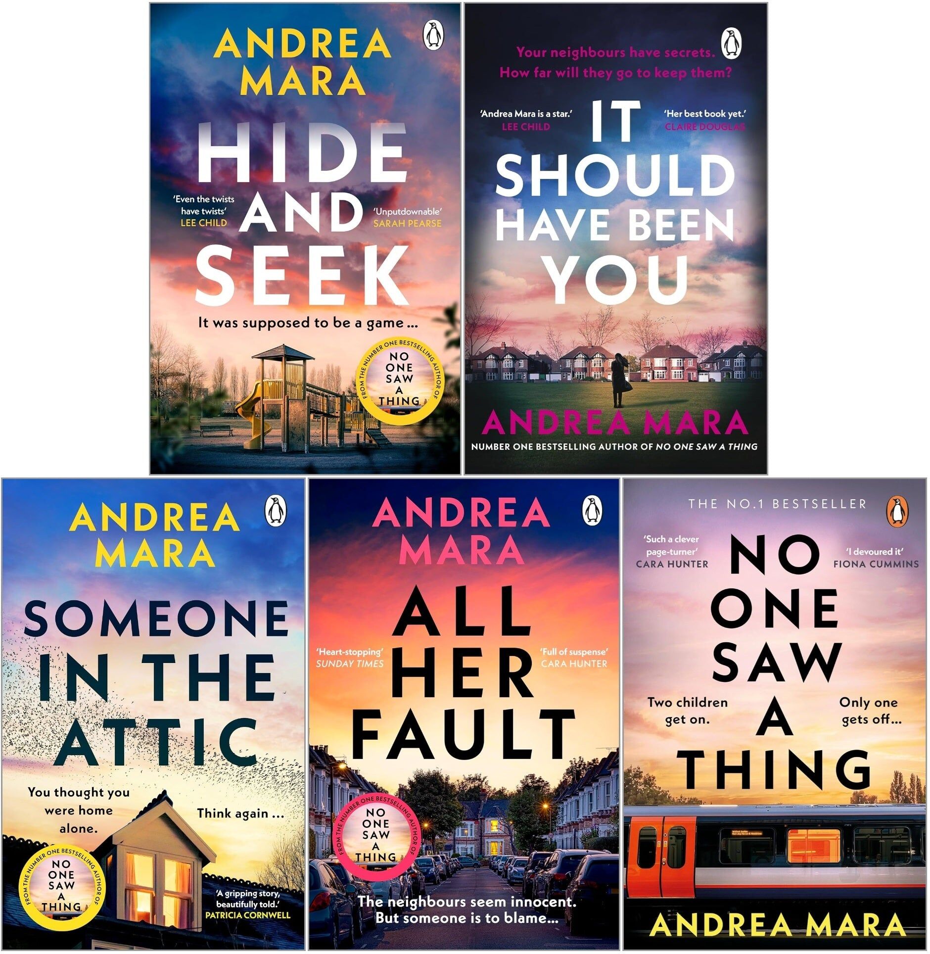 Penguin Andrea Mara 5 Books Collection Set (Someone in the Attic, It Should Have Been You, Hide and Seek, No One Saw a Thing, All Her Fault)