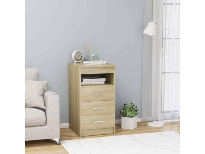 GPWERSDF Sideboard mit 3 Schubladen Sonoma-Eiche 40x50x76 cm Holzwerkstoff 3 Schubladen, offenes Regal, pflegeleicht, einfache Montage, vielseitig nutzbar