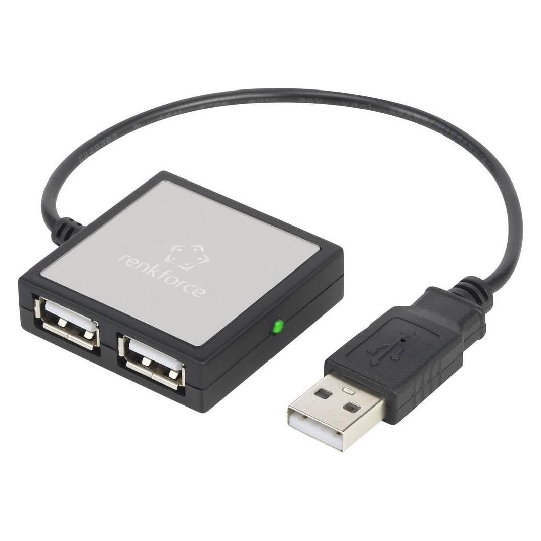 Renkforce 4 Port USB 2 Hub mit Kabel (USB-A, 4 Ports) (RF-4840290)