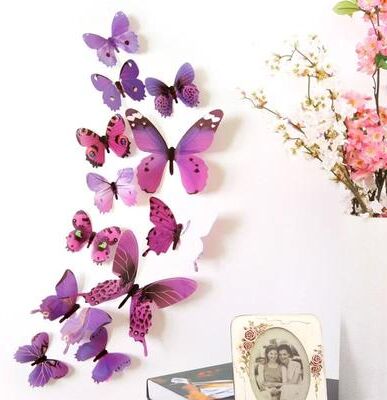 Uplift Picks 3D Butterfly Wall Stickers Set Self Adhesive Room Decor purple