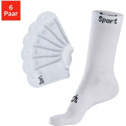 Sportsocken BENCH., Damen, Gr. 35-38, weiß (6x weiß), Baumwollmischung, unifarben, elastisch, Socken Sportsocken, mit antibakterieller Feuchtigkeitsregulierung