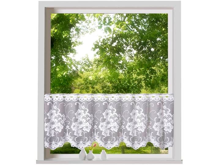 Scheibengardine WECKBRODT Mantua Gr. 3, weiss (weiß), B:150cm H:30cm, Jacquard, Polyester, Gardinen, Scheibengardine, Bistro, Jacquard, strukturiert, floral, geblümt, Gardine, Store