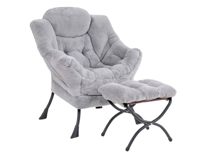 SESHINELL Lazy Chair mit Ottomane, moderner Akzentstuhl, zeitgenössischer Lounge-Sofastuhl mit Armlehnen, Lesestuhl für Wohnzimmer, Schlafzimmer, Büro